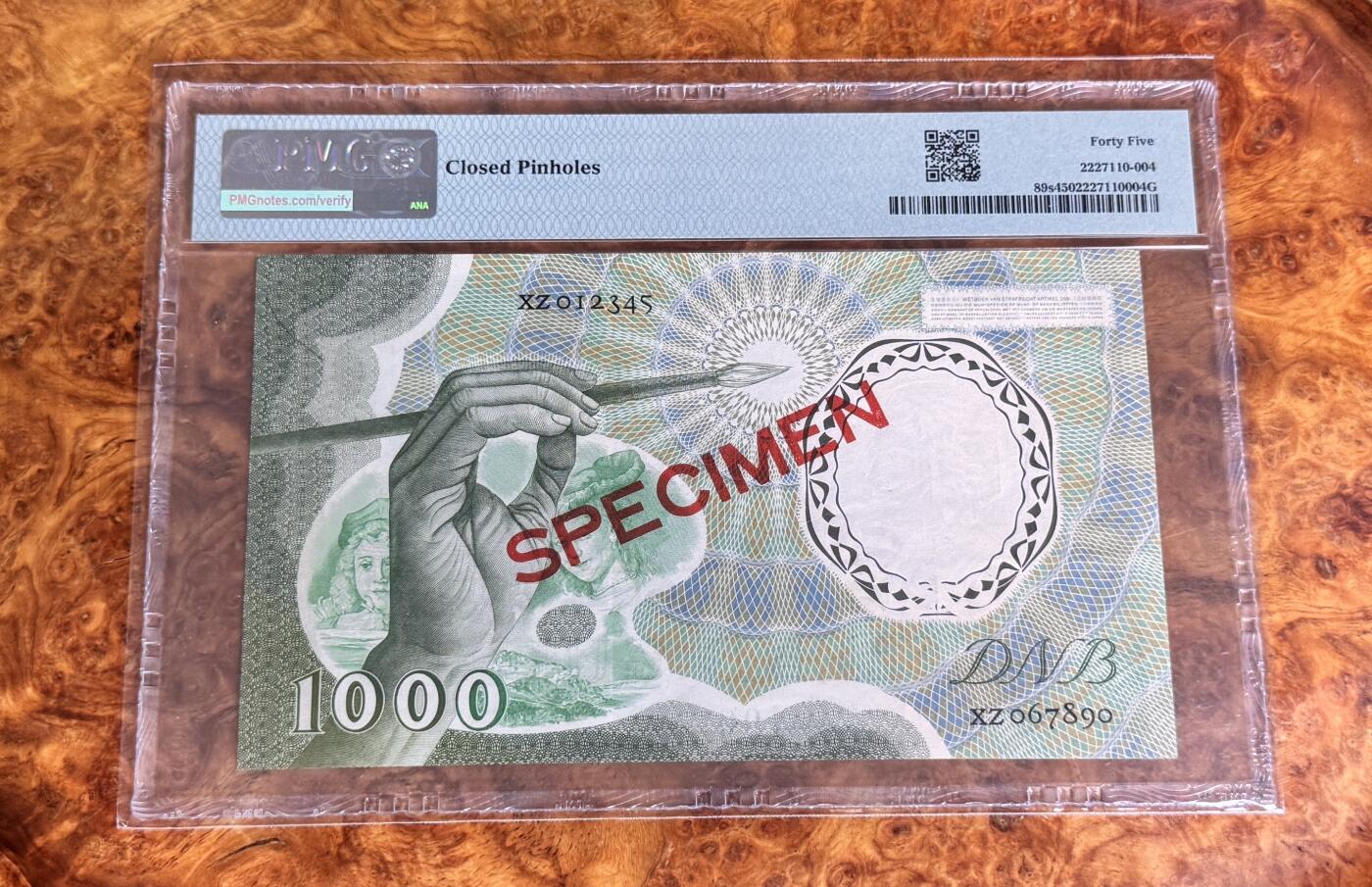 得物收藏 Chase Auction 第33期 - - 外钞、民国钞和人民币混合场！持续更新中！ 1956年荷兰1000盾，伦勃朗，样票，PMG45！