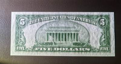 Au 美国纸币 1953年5美元纸币 银币券 Au 美国纸币 1953年5美元纸币 银币券