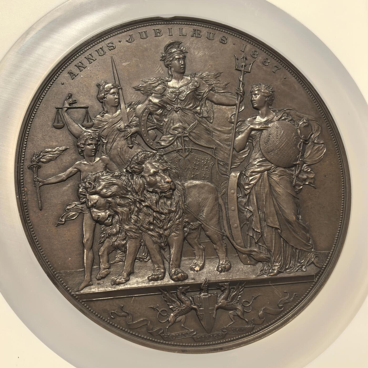 博洋堂世界钱币拍卖第137期（全场包邮） NGC MS64 沙夫作品，1887年维多利亚金禧年纪念铜章，金融城热门品种