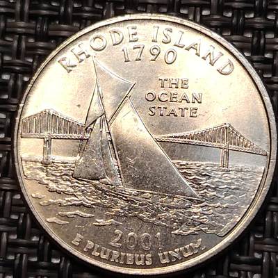 布加迪🐬～世界钱币(上海)🌾第 240 期 /  各国套币和散币 - 美国🇺🇸 2001年 25分 罗德岛