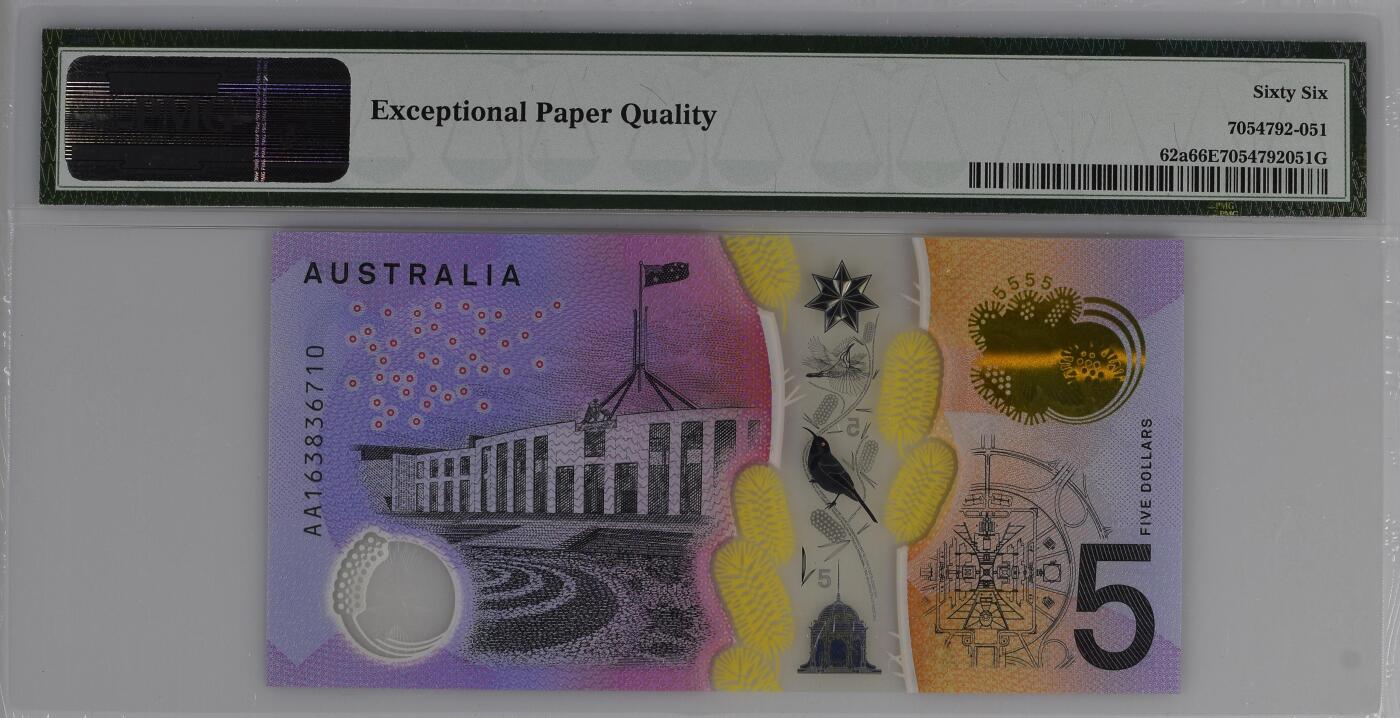 Australia, Reserve Bank, 5 Dollars R224    2016 - Polymer
