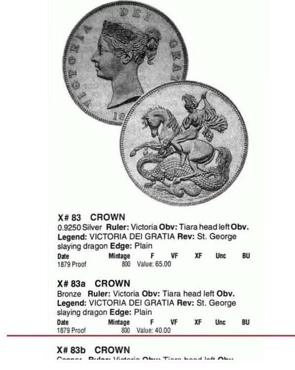 【样币】【艺术】NGC PR65RB 英国维多利亚+屠龙马剑高浮雕精制1克朗样币 发行量仅800枚