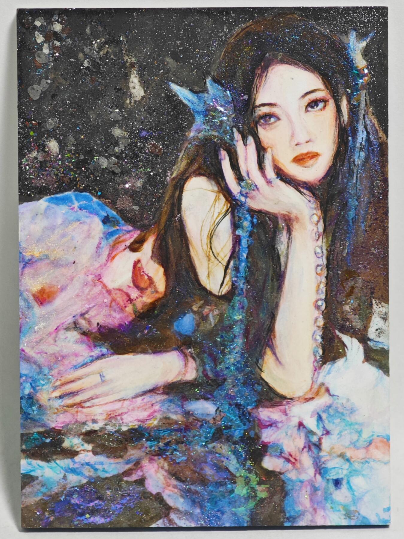 白泽拍卖卡牌手绘专场第24期（持续征集ING，白露暧秋色，月明清漏中） 2025 掌上潮流手绘卡 盼  葡萄岩彩亲签