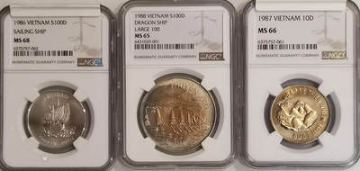 NGC-MS68/65/66 1986-1988越南两银一镍 - NGC-MS68/65/66 1986-1988越南两银一镍