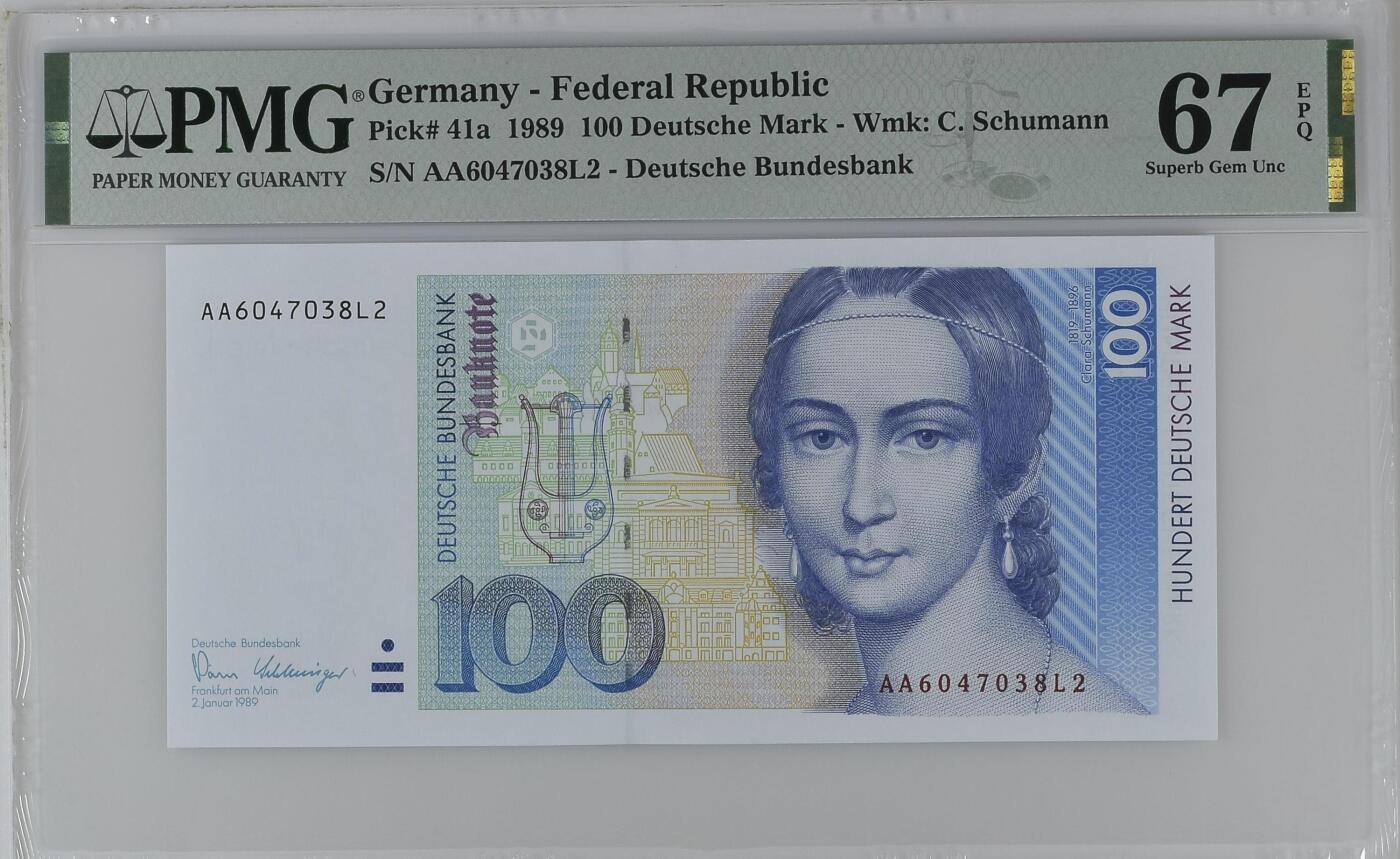 Germany - Federal Republic, 100 Deutsche Mark 1989 - Wmk: C. Schumann