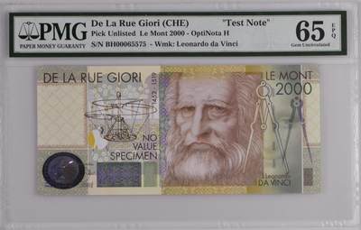 De La Rue Giori (CHE)              "Test Note", Le Mont 2000 - De La Rue Giori (CHE)              "Test Note", Le Mont 2000