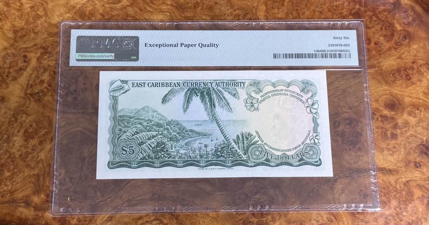 得物收藏 Chase Auction 第33期 - - 外钞、民国钞和人民币混合场！持续更新中！ 1965年东加勒比5元，PMG66！