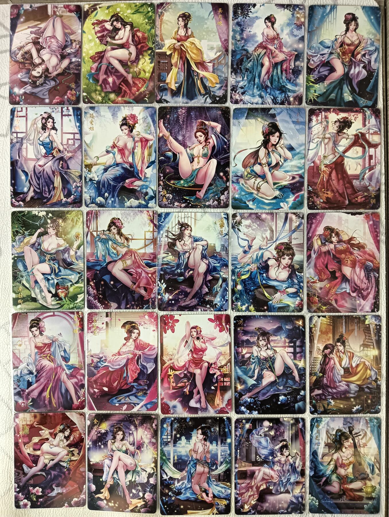花开卡拍第37期（9月7号周日截拍，品控勿拍!!!拍品不寄存，运费5元，自制卡难免瑕疵，可能存在轻微撞角爆边等出厂瑕疵，品控介意勿拍！） 燎原玲姐解语花彩闪金瓶梅25张