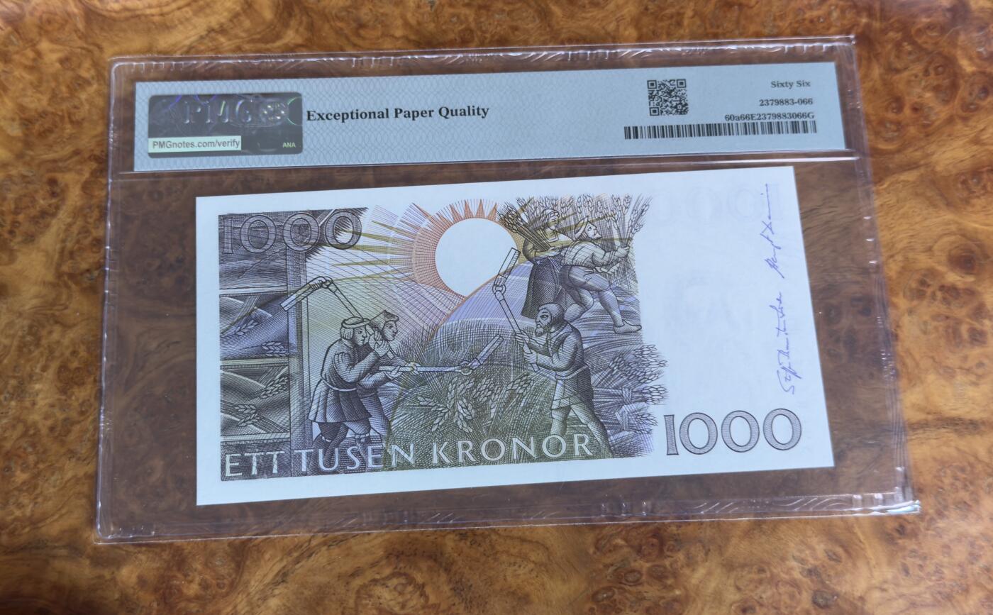得物收藏 Chase Auction 第33期 - - 外钞、民国钞和人民币混合场！持续更新中！ 1989年瑞典1000克朗，PMG66！