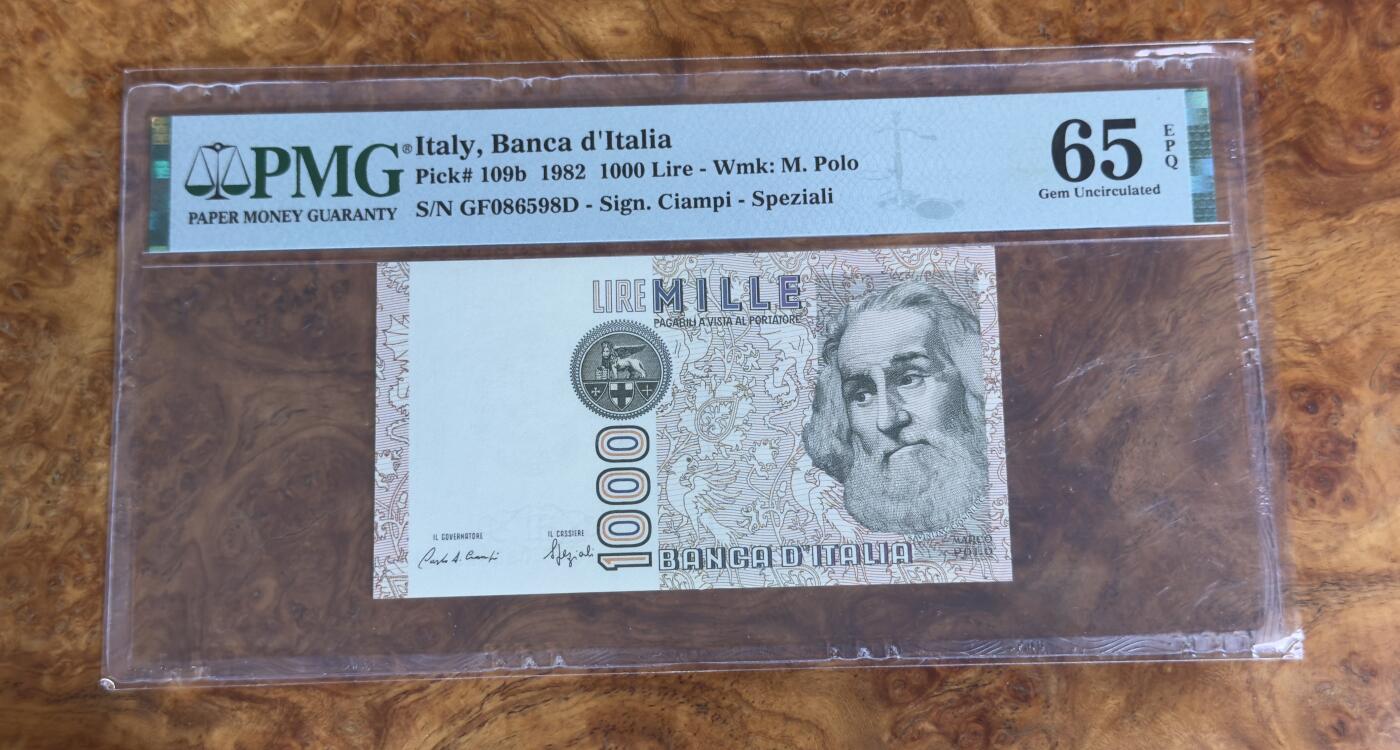 得物收藏 Chase Auction 第33期 - - 外钞、民国钞和人民币混合场！持续更新中！ 1982年意大利1000里拉，PMG65！