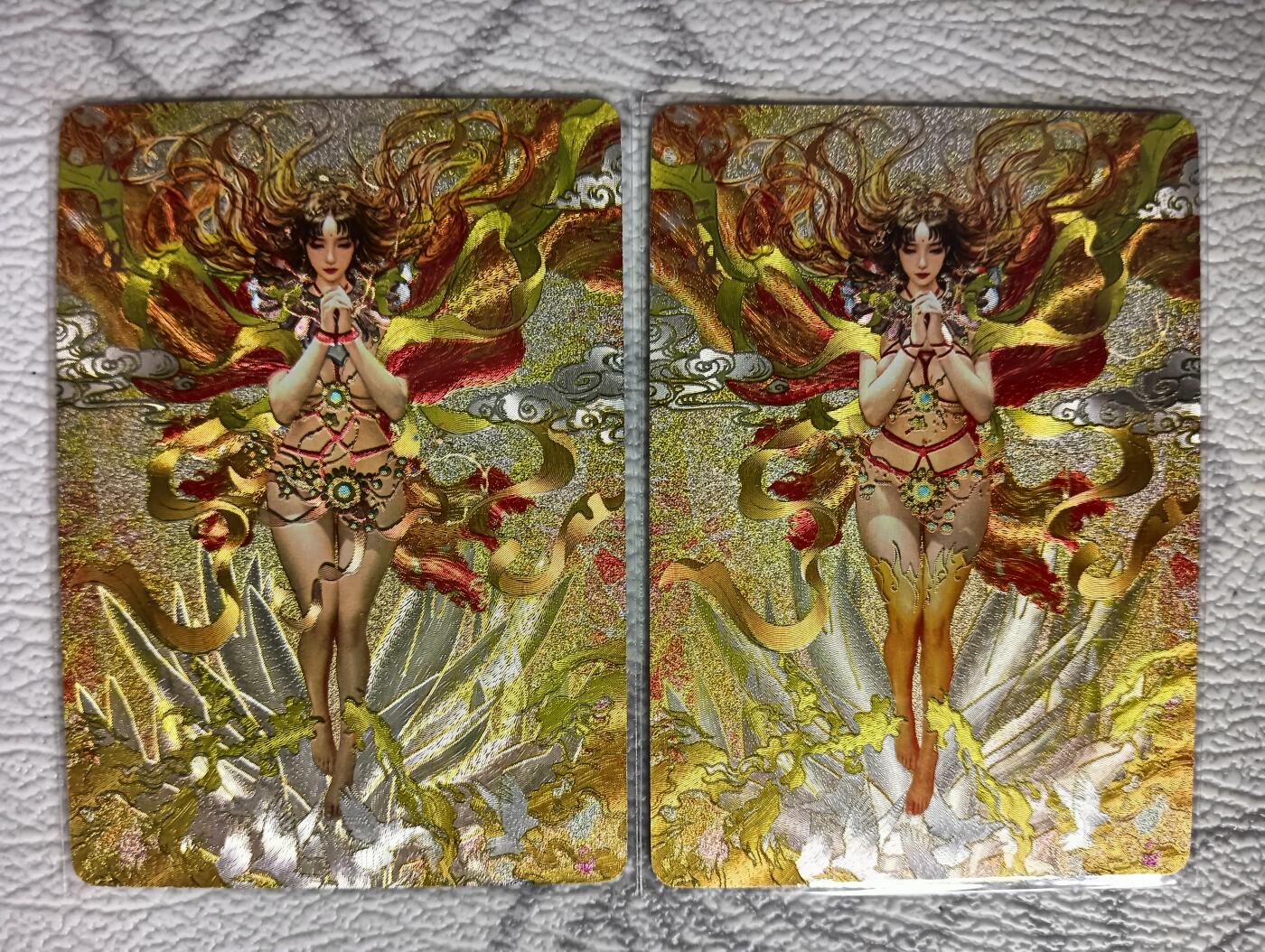 花开卡拍第37期（9月7号周日截拍，品控勿拍!!!拍品不寄存，运费5元，自制卡难免瑕疵，可能存在轻微撞角爆边等出厂瑕疵，品控介意勿拍！） 燎原太虚幻境 尤二姐双服饰粗闪