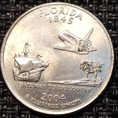 布加迪🐬～世界钱币(上海)🌾第 240 期 /  各国套币和散币 - 美国🇺🇸 2004年 25分 佛罗里达州币