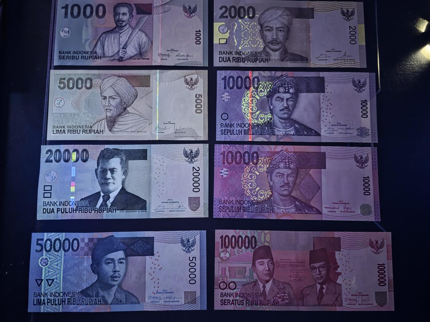 叁拾收藏第31期 印度尼西亚上一版本8张一套（1千-10万卢比，其中1万两个版本，含05年首发年份）  UNC