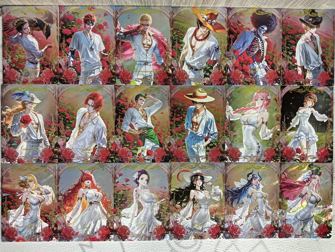 花开卡拍第37期（9月7号周日截拍，品控勿拍!!!拍品不寄存，运费5元，自制卡难免瑕疵，可能存在轻微撞角爆边等出厂瑕疵，品控介意勿拍！） 海贼王套卡18张