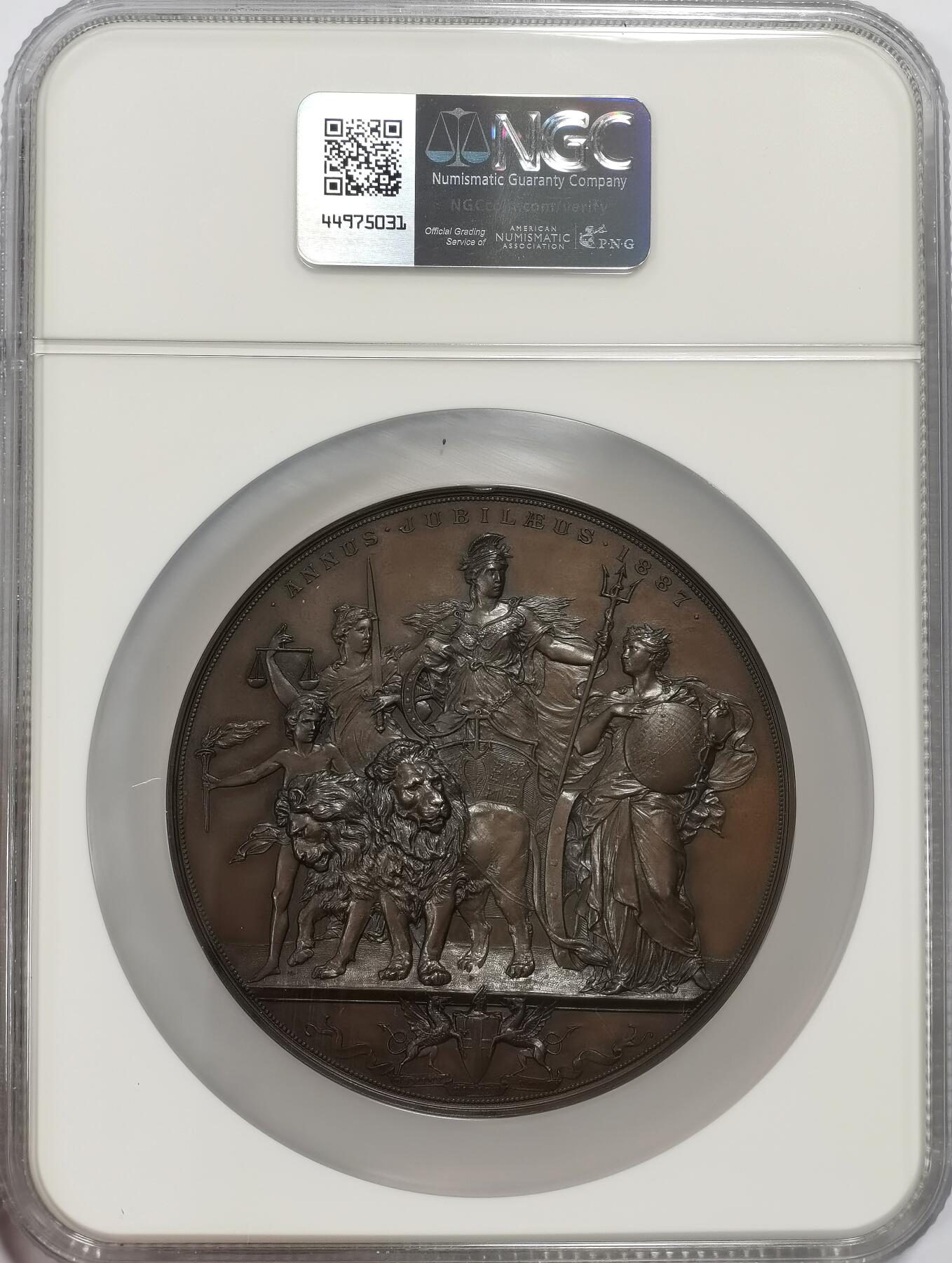 博洋堂世界钱币拍卖第137期（全场包邮） NGC MS64 沙夫作品，1887年维多利亚金禧年纪念铜章，金融城热门品种