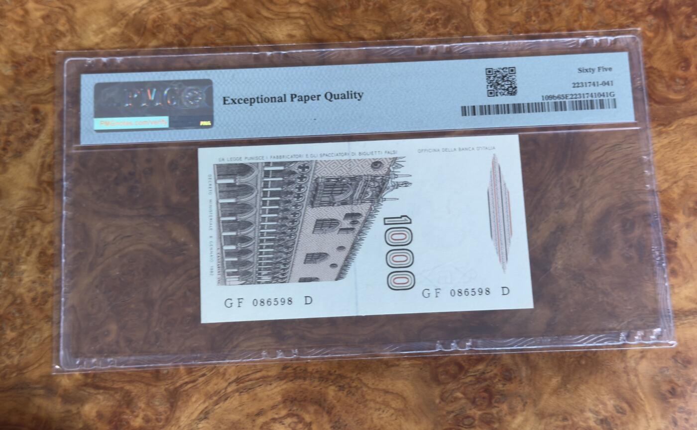 得物收藏 Chase Auction 第33期 - - 外钞、民国钞和人民币混合场！持续更新中！ 1982年意大利1000里拉，PMG65！