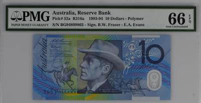 Australia, Reserve Bank, 10 Dollars R316a-b    1993-94 - Polymer - Australia, Reserve Bank, 10 Dollars R316a-b    1993-94 - Polymer