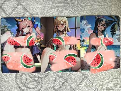 花开卡拍第37期（9月7号周日截拍，品控勿拍!!!拍品不寄存，运费5元，自制卡难免瑕疵，可能存在轻微撞角爆边等出厂瑕疵，品控介意勿拍！） - 动漫同人女主角艺术卡3张，彩闪