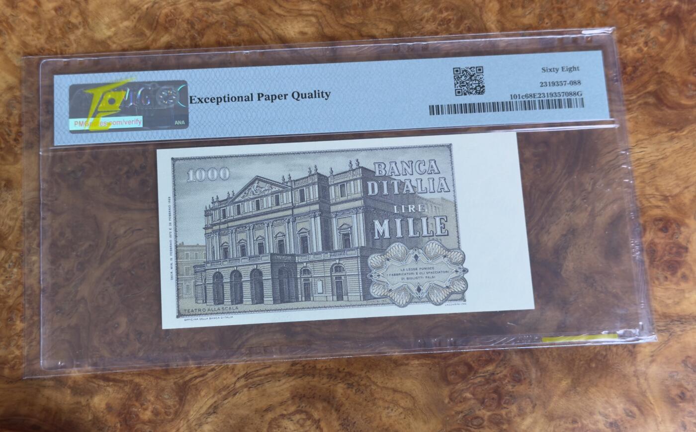 得物收藏 Chase Auction 第33期 - - 外钞、民国钞和人民币混合场！持续更新中！ 1973年意大利1000里拉，PMG68！