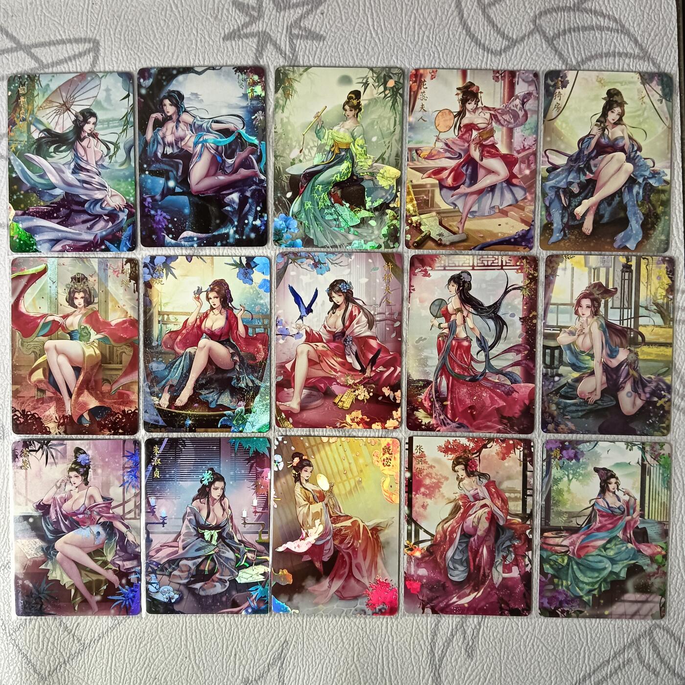 花开卡拍第37期（9月7号周日截拍，品控勿拍!!!拍品不寄存，运费5元，自制卡难免瑕疵，可能存在轻微撞角爆边等出厂瑕疵，品控介意勿拍！） 燎原玲姐解语花彩闪55张