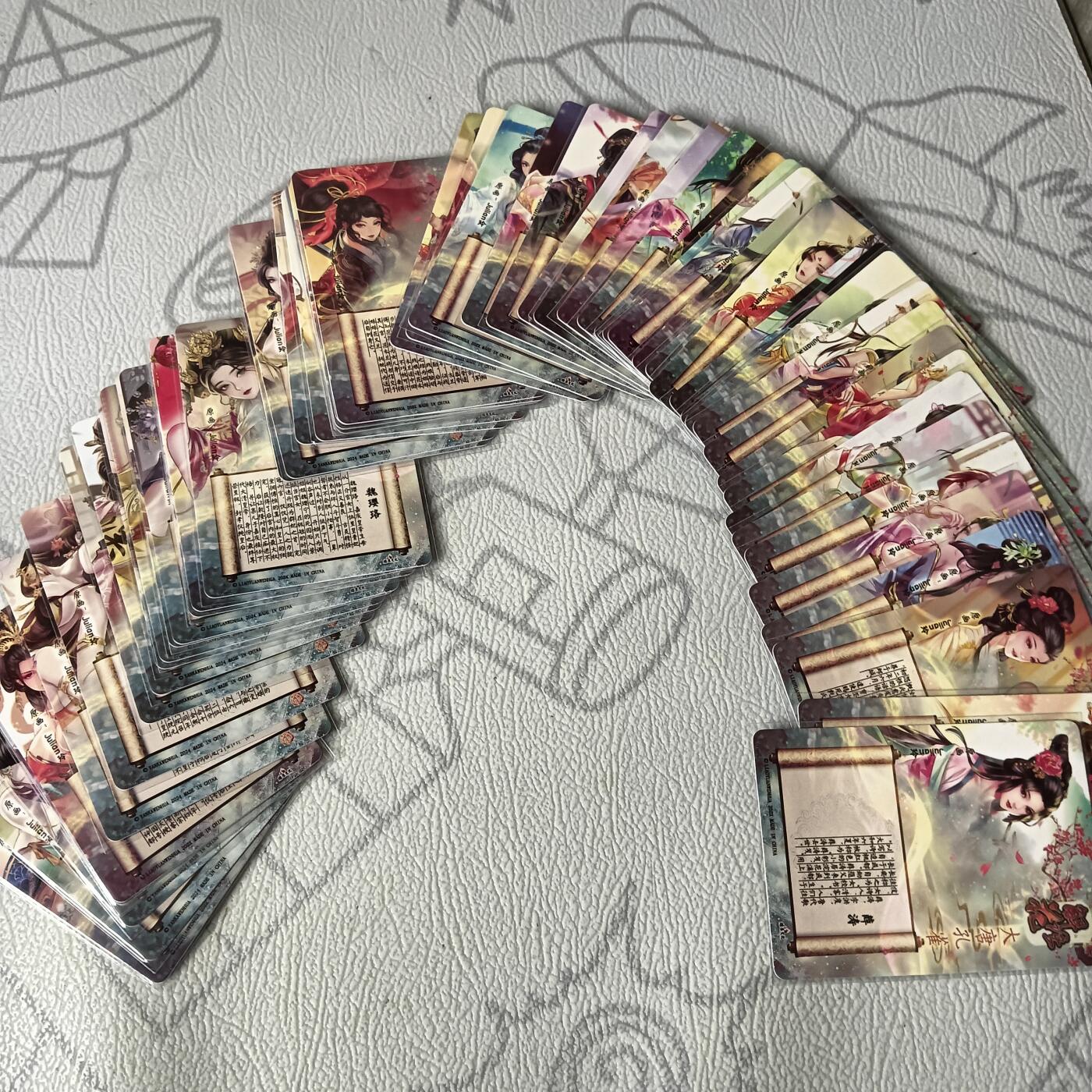 花开卡拍第37期（9月7号周日截拍，品控勿拍!!!拍品不寄存，运费5元，自制卡难免瑕疵，可能存在轻微撞角爆边等出厂瑕疵，品控介意勿拍！） 燎原玲姐解语花彩闪55张