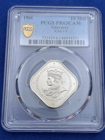 《竞宝斋》第416场 周日，周一，2场连拍 （全场包邮） - PCGS PR63CAM 根西1966年10先令精制币，常见于精制套币