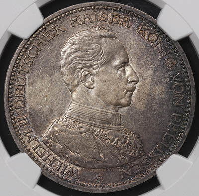 修遠堂世界钱币第八十三期 - NGC AU58 1914年普鲁士-威廉二世戎装5马克大银币
