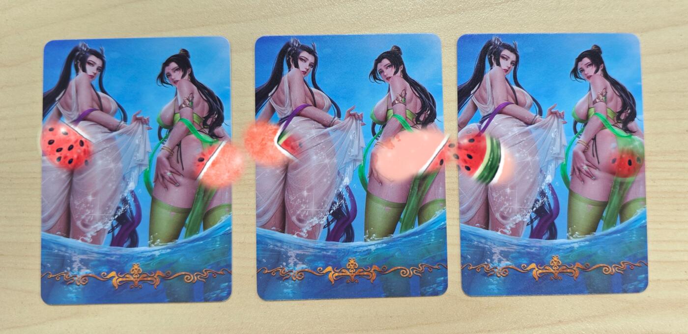 花开卡拍第37期（9月7号周日截拍，品控勿拍!!!拍品不寄存，运费5元，自制卡难免瑕疵，可能存在轻微撞角爆边等出厂瑕疵，品控介意勿拍！） 绘天阁卡牌艺术卡 柳钢蛋三渐变（1） 半粗闪 3张