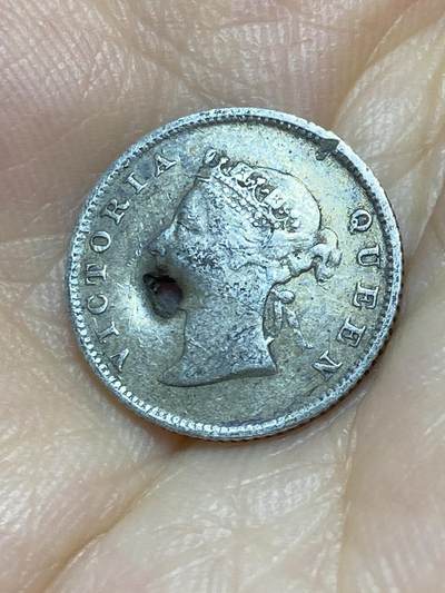 2025年第八十七场(总第一百一十三场）外国好品散币(免佣金) 稀少已穿孔–英属圭亚那和西印度群岛1891年4便士银币(等值1/4盾，维多利亚女王时期首发年，925高银)