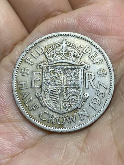 2025年第八十七场(总第一百一十三场）外国好品散币(免佣金) - 英国🇬🇧1957年半克朗(伊丽莎白二世青年桂冠，第二版)