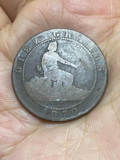 2025年第八十七场(总第一百一十三场）外国好品散币(免佣金) 西班牙1870单年份10分(临时政府时期，OM标，八角星版OM公司巴塞罗那分厂造)