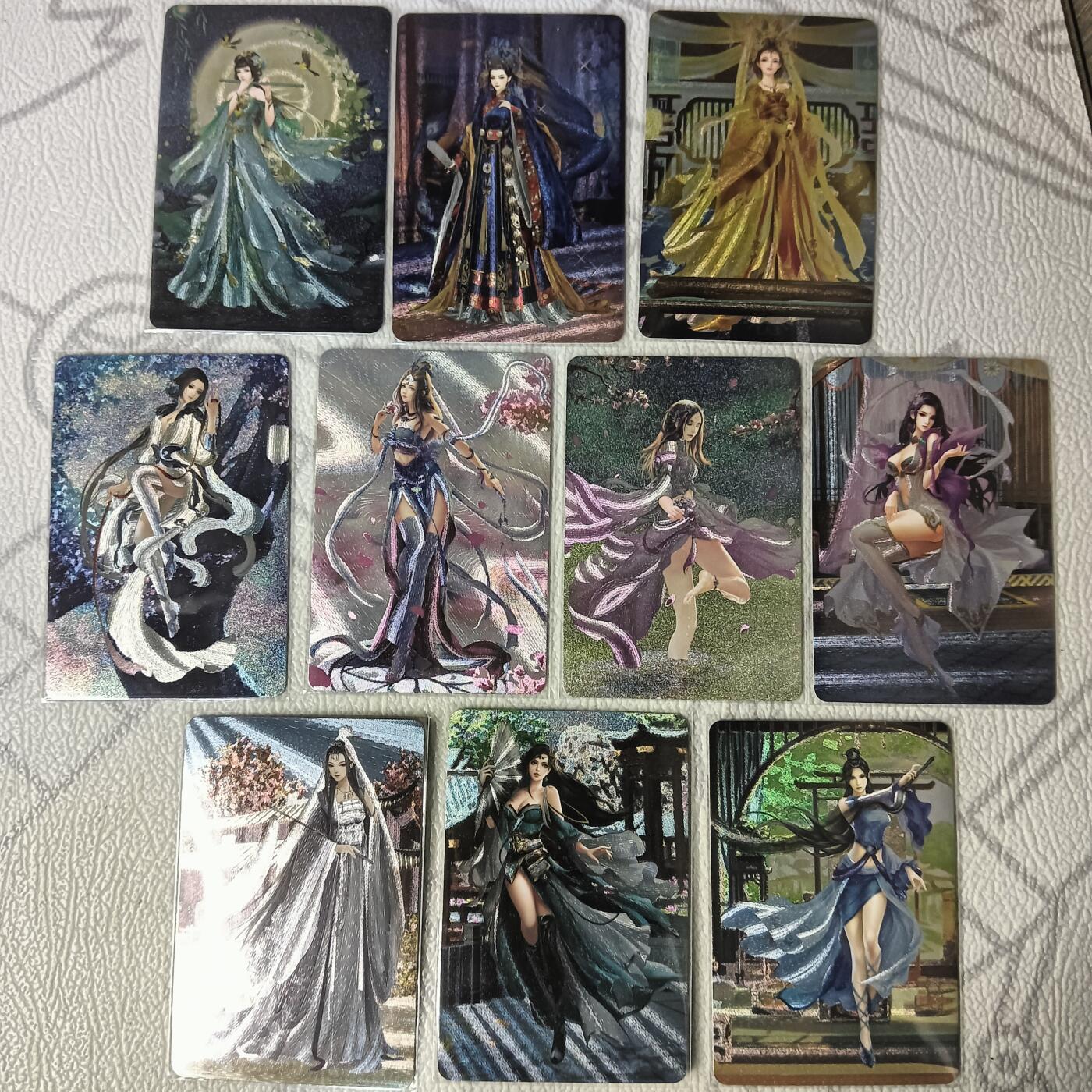 花开卡拍第37期（9月7号周日截拍，品控勿拍!!!拍品不寄存，运费5元，自制卡难免瑕疵，可能存在轻微撞角爆边等出厂瑕疵，品控介意勿拍！） 宁缺卡牌 历代皇后第十二弹 一套10张 粗闪
