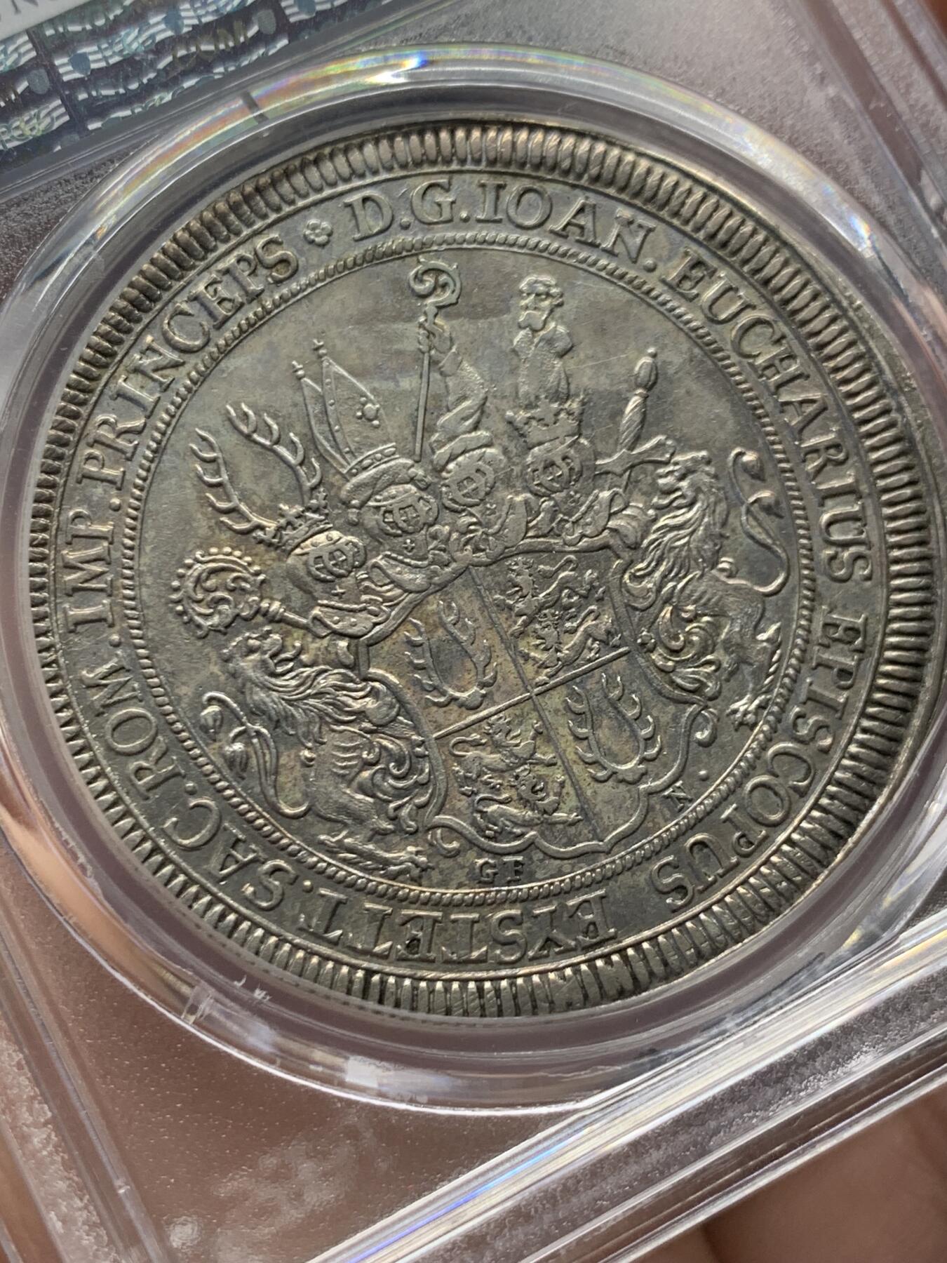 《竞宝斋》第416场 周日，周一，2场连拍 （全场包邮） PCGS AU 德国 1694 艾希施泰特主教区 流通泰勒大银币 发行量仅24264 首拍品种 打制的不错 不可错过