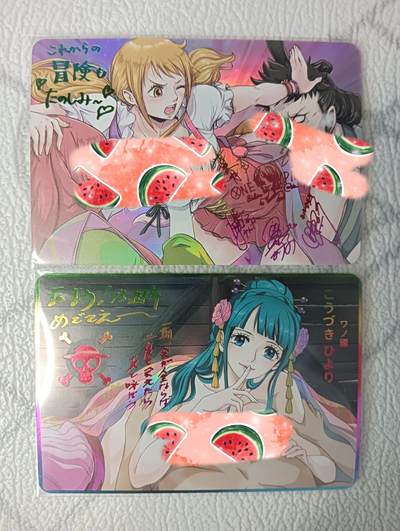 花开卡拍第37期（9月7号周日截拍，品控勿拍!!!拍品不寄存，运费5元，自制卡难免瑕疵，可能存在轻微撞角爆边等出厂瑕疵，品控介意勿拍！） - 嘎嘎鸭 彩签艺术卡 娜美+薇薇一对