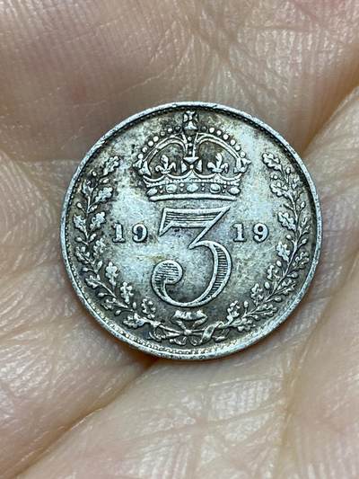 2025年第八十七场(总第一百一十三场）外国好品散币(免佣金) - 英国🇬🇧1919年3银币(乔治五世第一版，925高银)