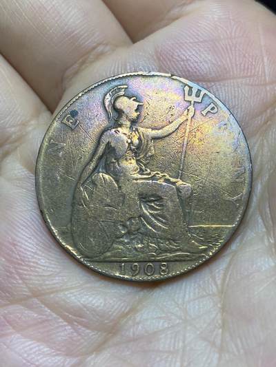 2025年第八十七场(总第一百一十三场）外国好品散币(免佣金) - 英国🇬🇧1908年1便士(爱德华七世时期)