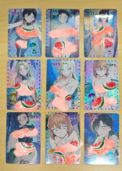 花开卡拍第37期（9月7号周日截拍，品控勿拍!!!拍品不寄存，运费5元，自制卡难免瑕疵，可能存在轻微撞角爆边等出厂瑕疵，品控介意勿拍！） - 嘎嘎鸭卡牌艺术卡 名侦探柯南女主 纱布闪 9张