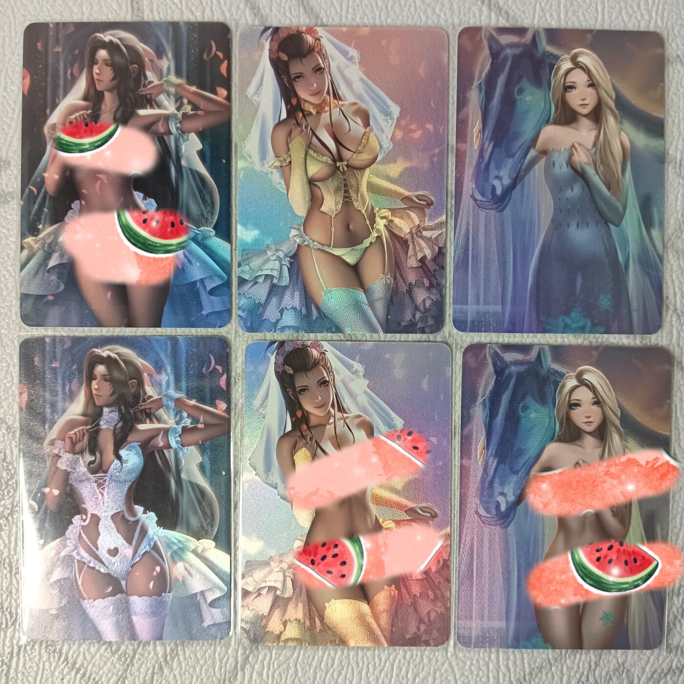 花开卡拍第37期（9月7号周日截拍，品控勿拍!!!拍品不寄存，运费5元，自制卡难免瑕疵，可能存在轻微撞角爆边等出厂瑕疵，品控介意勿拍！） 3人物  正常+艺术 共6张 彩闪