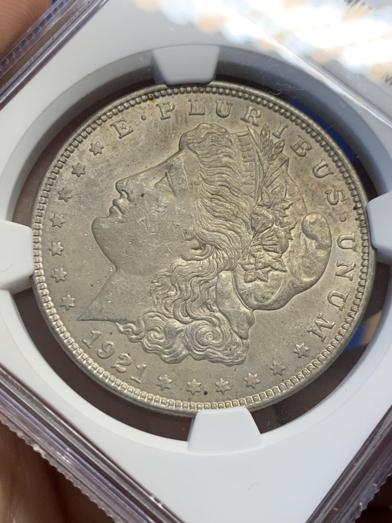 《竞宝斋》第416场 周日，周一，2场连拍 （全场包邮） NGC MS62 美国1921年摩根一美元银币