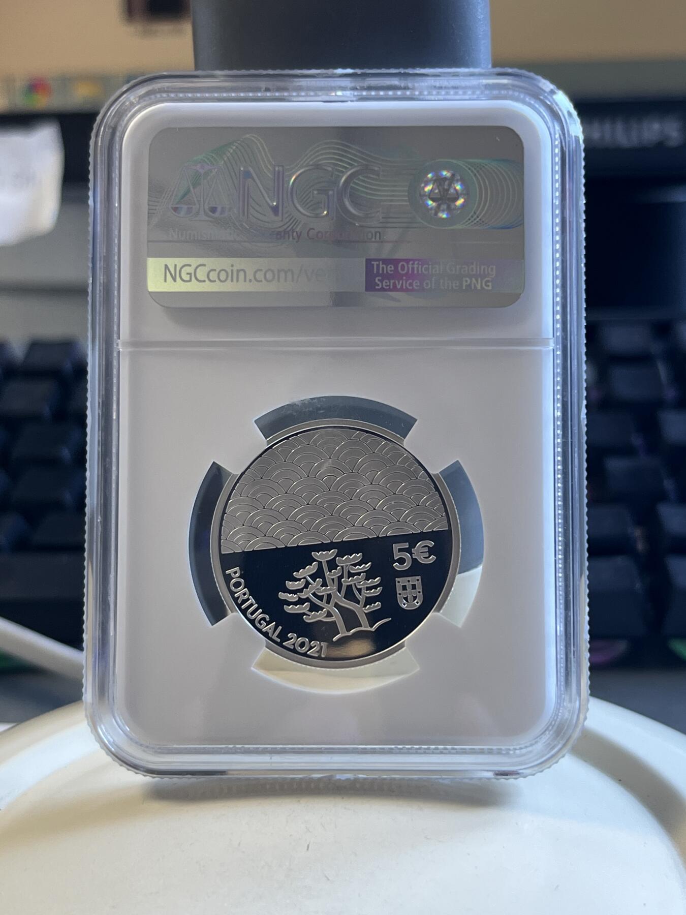 第173期拍卖【长期征集拍品】 葡萄牙2021年拉卡艺术14克纪念银币NGC-PF70首原盒证书，925银发行2500枚