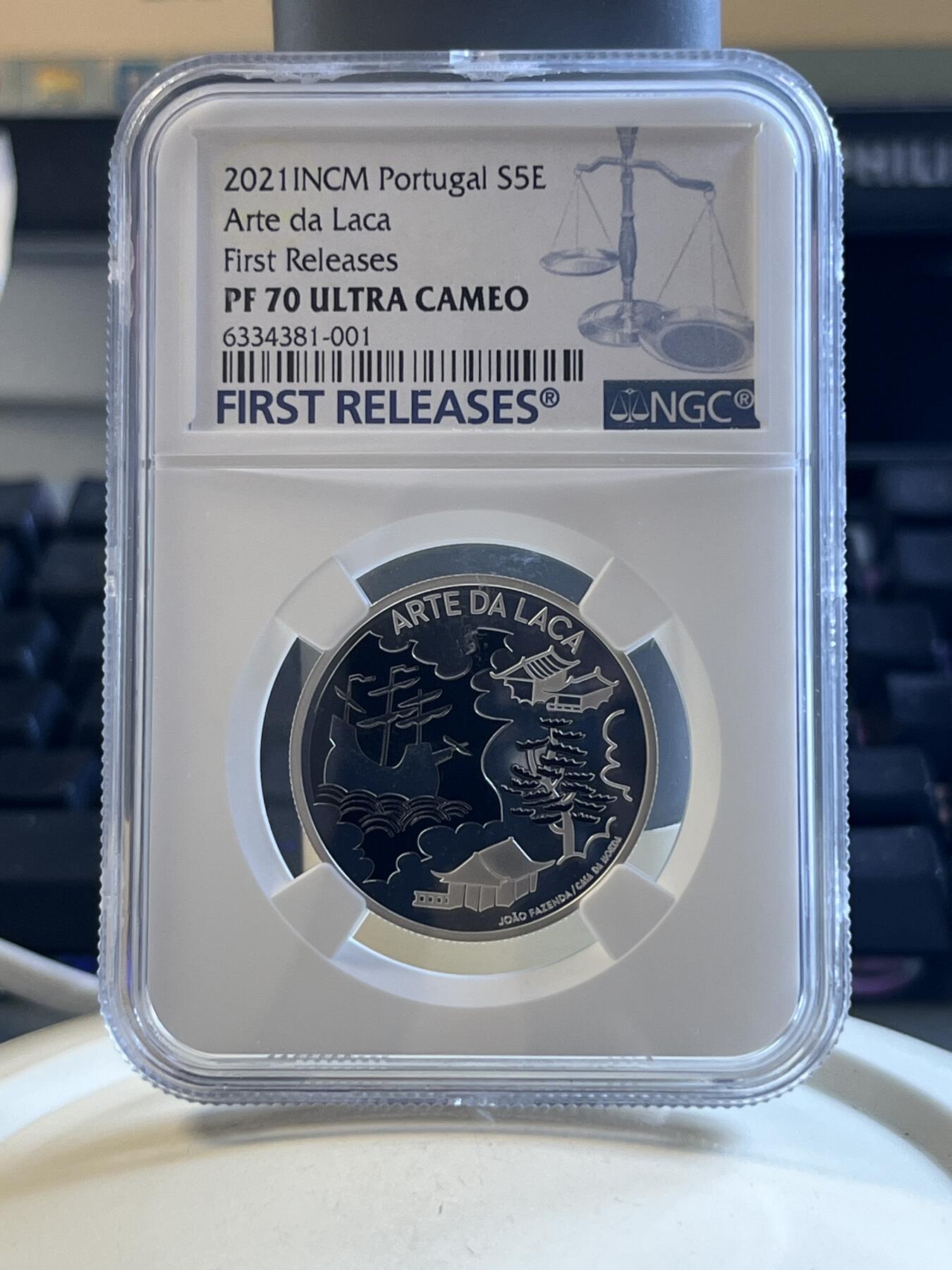 第173期拍卖【长期征集拍品】 葡萄牙2021年拉卡艺术14克纪念银币NGC-PF70首原盒证书，925银发行2500枚