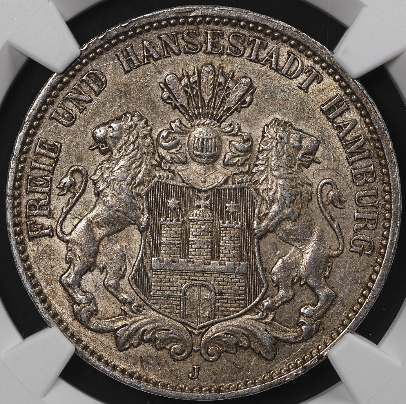 修遠堂世界钱币第八十三期 NGC AU58 1913年汉堡3马克银币