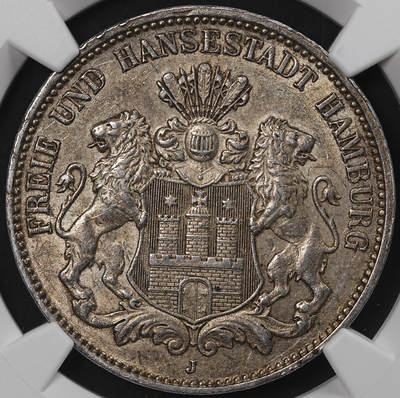 修遠堂世界钱币第八十三期 - NGC AU58 1913年汉堡3马克银币