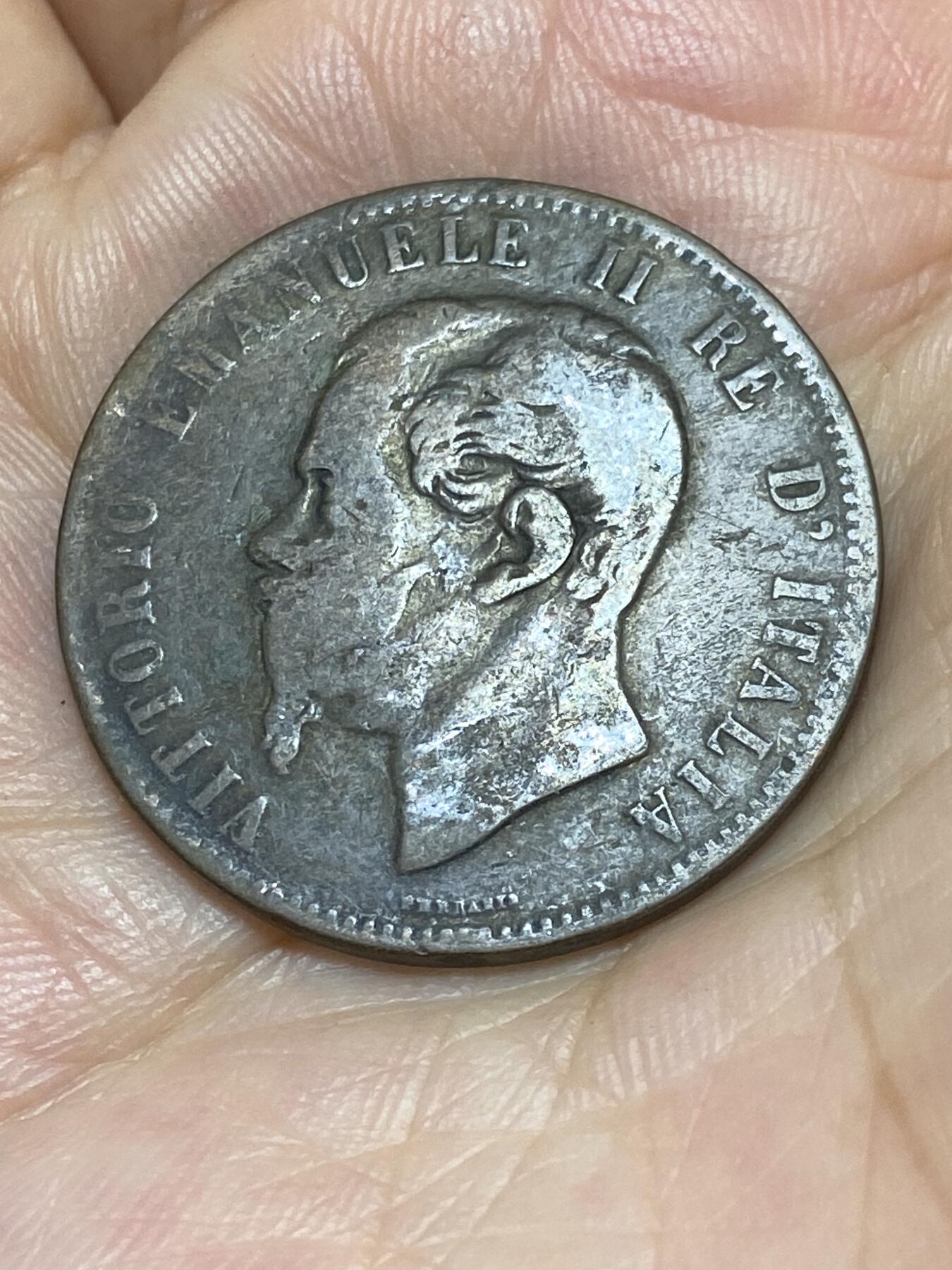 2025年第八十七场(总第一百一十三场）外国好品散币(免佣金) 意大利王国1866年10分(维托里奥·埃马努埃莱二世时期，OM标，OM公司斯特拉斯堡总厂造，首发年仅发行2年)