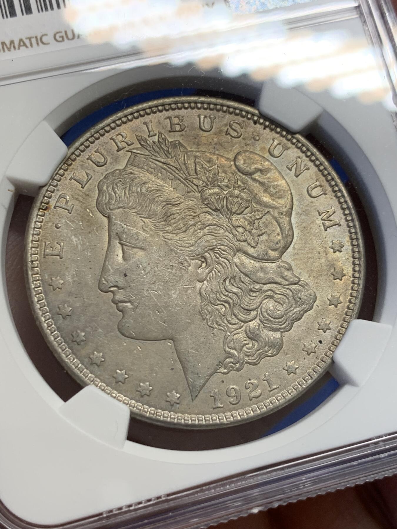 《竞宝斋》第416场 周日，周一，2场连拍 （全场包邮） NGC MS62 美国1921年摩根一美元银币