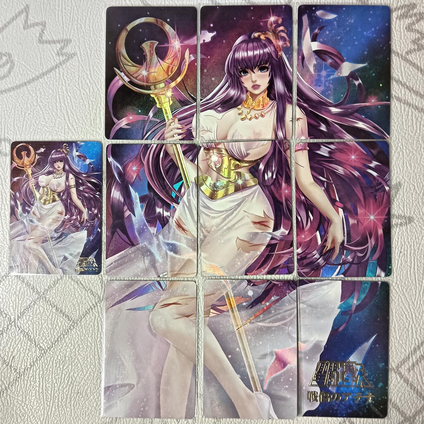 花开卡拍第37期（9月7号周日截拍，品控勿拍!!!拍品不寄存，运费5元，自制卡难免瑕疵，可能存在轻微撞角爆边等出厂瑕疵，品控介意勿拍！） 藏无缺卡牌 璇哥 雅典娜九拼卡+全景1张 折光彩闪