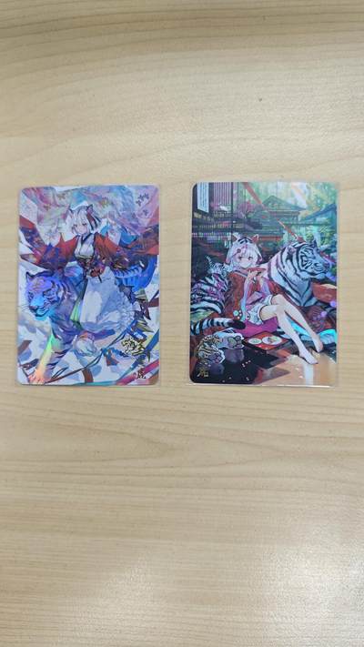 花开卡拍第37期（9月7号周日截拍，品控勿拍!!!拍品不寄存，运费5元，自制卡难免瑕疵，可能存在轻微撞角爆边等出厂瑕疵，品控介意勿拍！） - 卡兔卡牌 虎年对卡 彩闪 2张