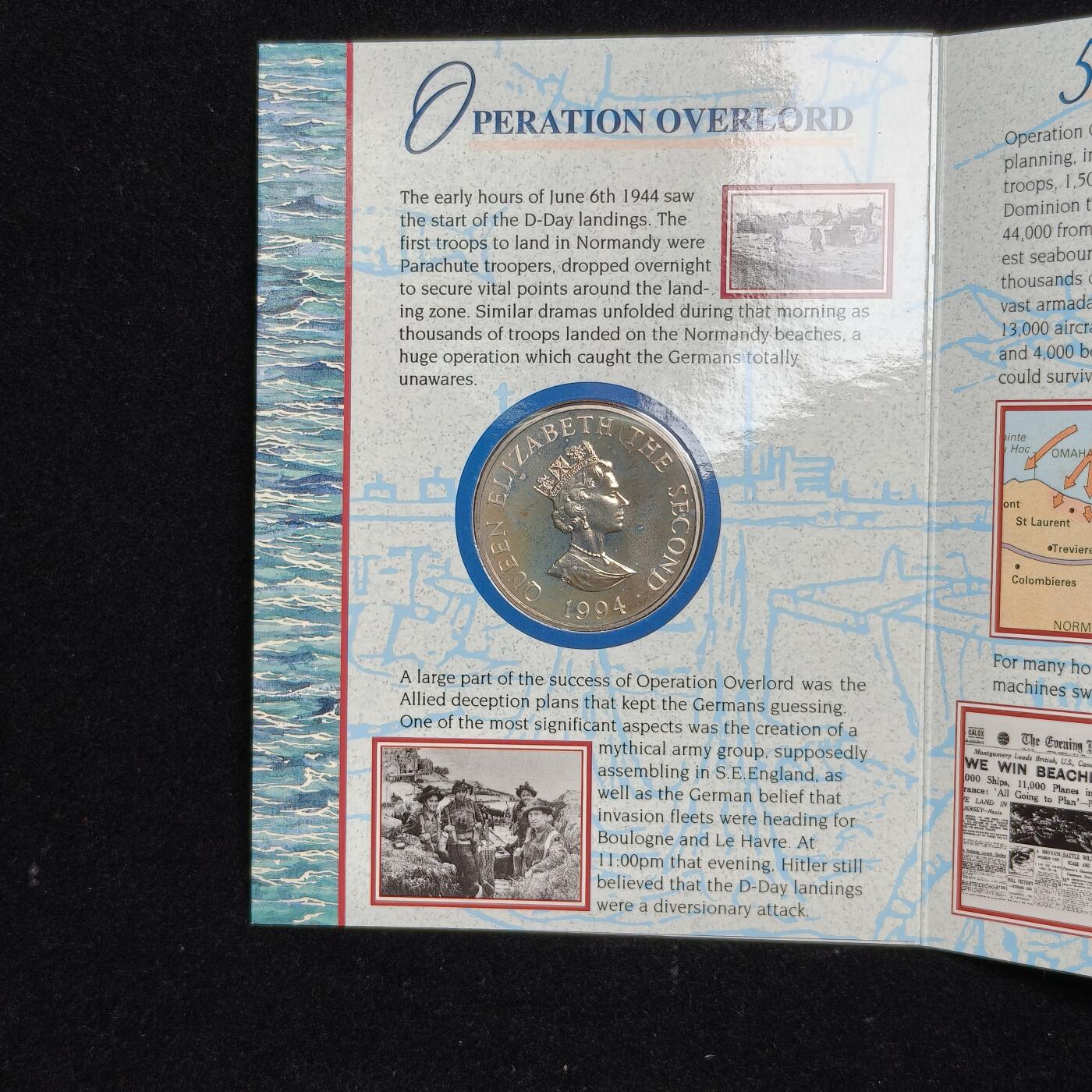 【铜匠收藏】★第125加场★精品币章场，200包邮，不满200.支付运费5元。《接受代拍 代送NGC评级》 奥尔德尼岛 1994年 两磅 诺曼底登陆纪念