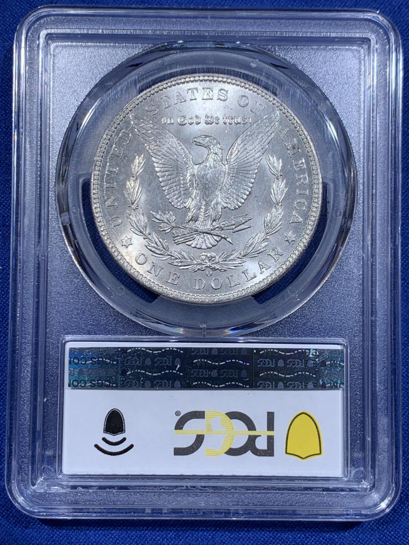 《竞宝斋》第416场 周日，周一，2场连拍 （全场包邮） PCGS MS64 美国 1902-O版 摩根1美元银币 分不错 状态也好 背面支撑有磕