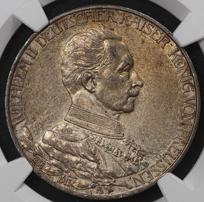 修遠堂世界钱币第八十三期 - NGC MS62 1913年普鲁士-威廉二世登基25周年纪念3马克银币